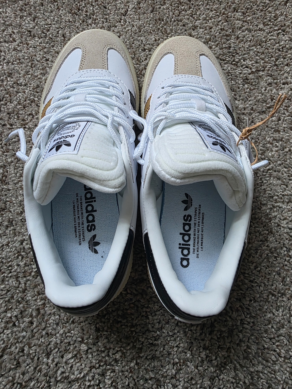Adidas NWT Samba Vintage White with Black And Gold Stripes And Beige Suede - Picture 5 of 6